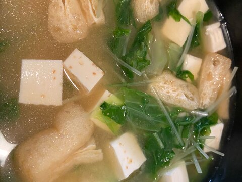 水菜と豆腐のお味噌汁〜！！